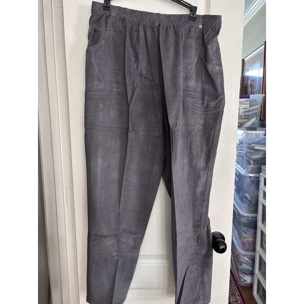 CABIN CREEK CORDUROY Elastic Waist Pants In Dark Gray. Size 22WP
